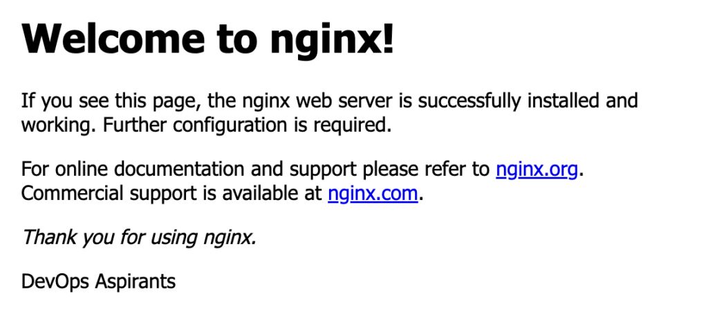 nginx home page