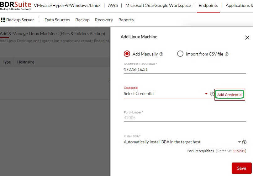 Add  IP Address and Add Credentials