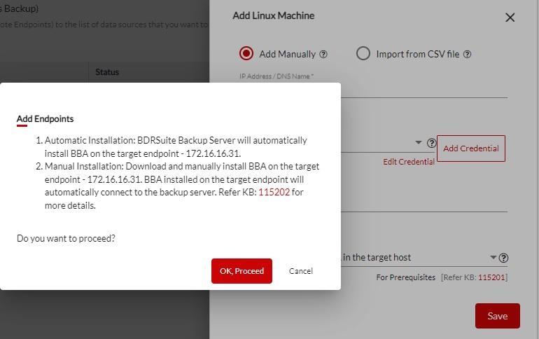 Install BBA agent automatically - BDRSuite