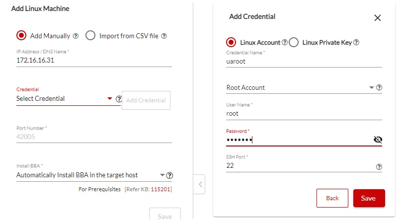 Save Credentials - for root user