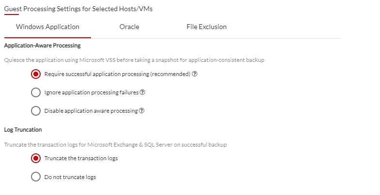 Application aware Processing - BDRSuite