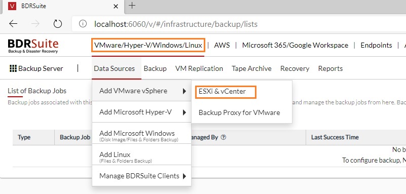 BDRSuite -Protect ESXi & vCenter VM