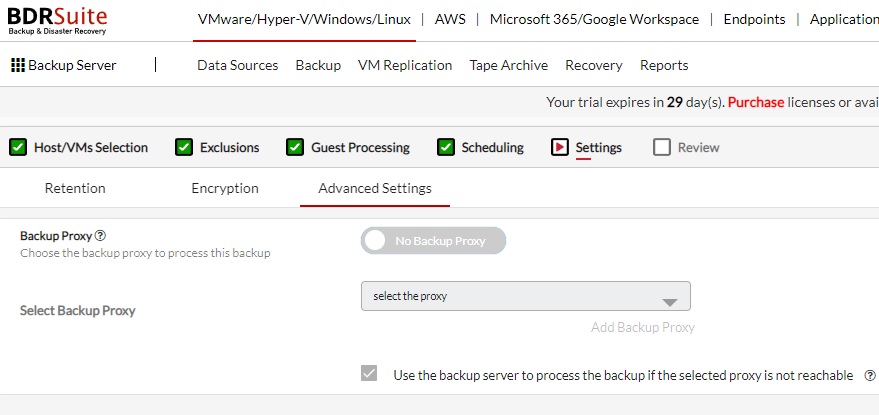 Backup Proxy - BDRSuite