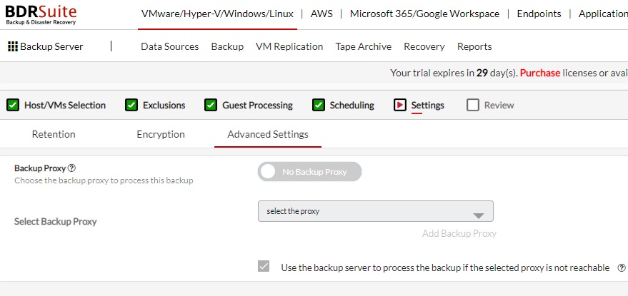 Backup Proxy - BDRSuite