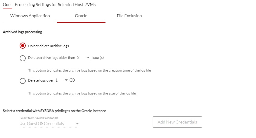 Delete oracle Archive logs - BDRsuite