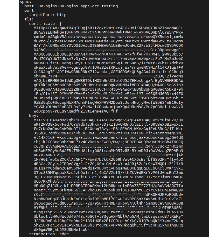 TLS certificate update on OCP route - Termination edge