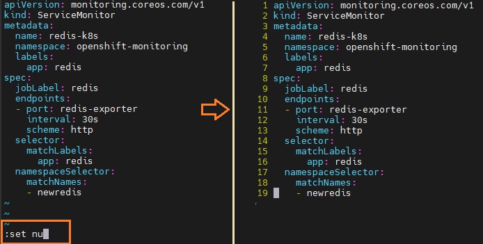 vi editor - set line numbering