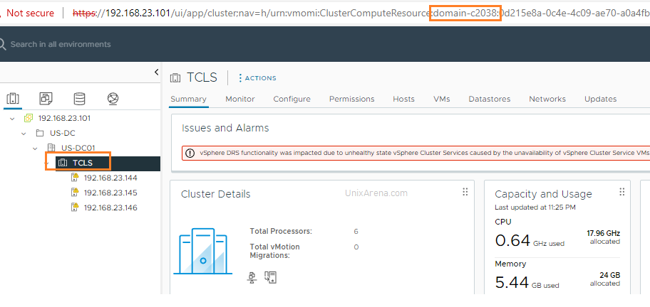 vSphere Cluster  - Domain Identifier 