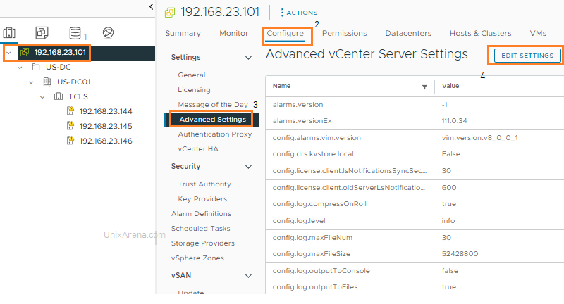 vCenter Advanced Settings - vCLS