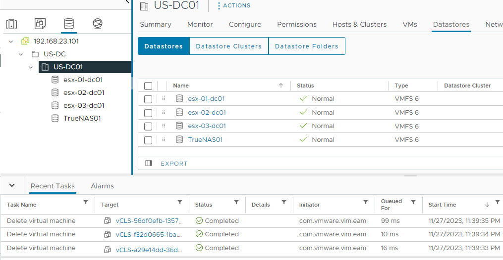 Orphaned datastore cleaned