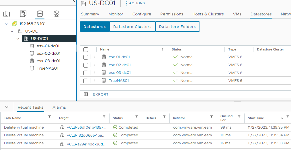 Orphaned datastore cleaned 