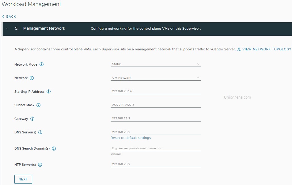 Management Network - Tanzu - vSphere