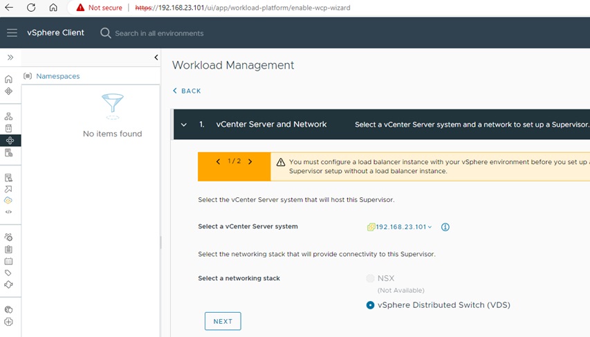 Setup Supervisor - K8s in vSphere